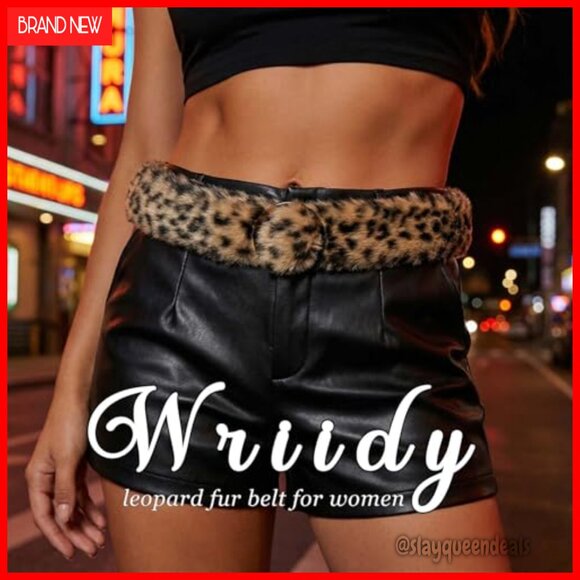 Faux Fur Leopard Print Belt Adjustable Waist Belt Fashion Accessory